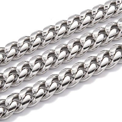 Tarnish Resistant 304 Stainless Steel Cuban Link Chain STAS-B019-02C-P-1