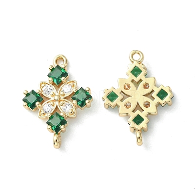 Brass Pave Cubic Zirconia Connector Charms KK-G462-45KCG-01-1