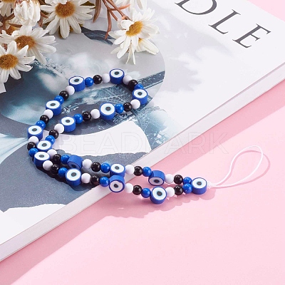 Polymer Clay Evil Eye Mobile Straps HJEW-JM00418-1