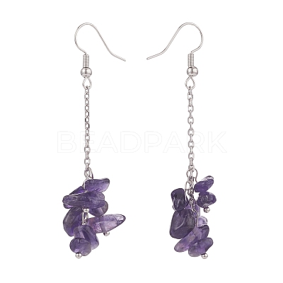 Natural Amethyst Chips Beaded Jewelry Set SJEW-JS01231-03-1
