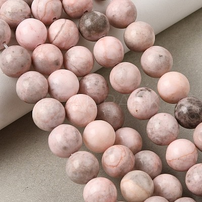 Natural Pink Zebra Jasper Beads Strands G-P231-01-10mm-1