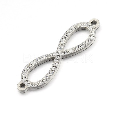 Original Color 304 Stainless Steel Polymer Clay Grade A Rhinestone Infinity Bracelet Links connectors STAS-E084-03-1