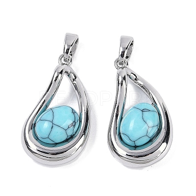 Synthetic Turquoise Teardrop Pendants KK-U043-39P-02-1
