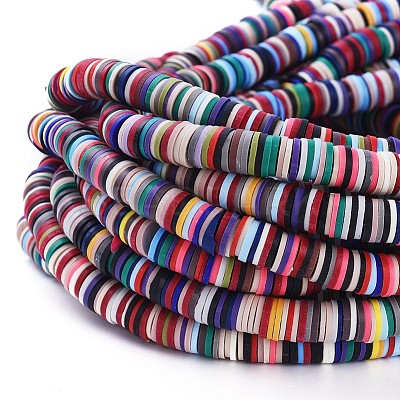Flat Round Handmade Polymer Clay Beads CLAY-R067-8.0mm-M2-1
