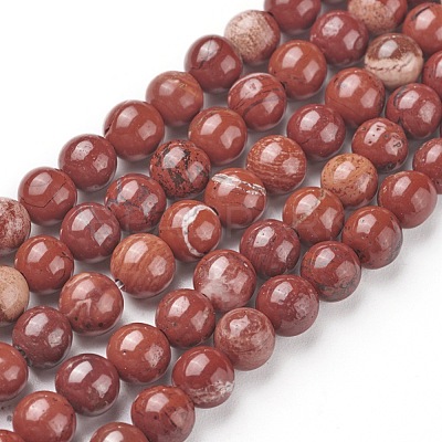 Natural Red Jasper Beads Strands X-G-F348-02-6mm-1