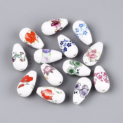 Printed Handmade Porcelain Beads PORC-N014-06B-1