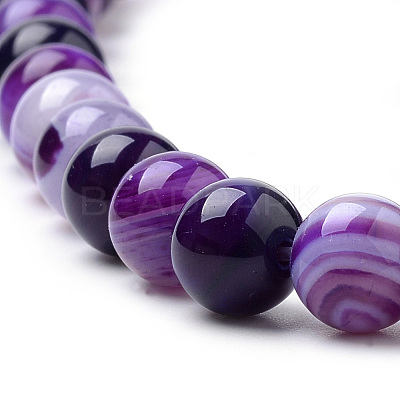 Natural Striped Agate/Banded Agate Beads Strands G-S259-04F-8mm-1