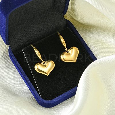 304 Stainless Steel Heart Dangle Earrings for Women EJEW-G417-02G-1