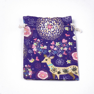 Polycotton(Polyester Cotton) Packing Pouches Drawstring Bags X-ABAG-T007-02G-1