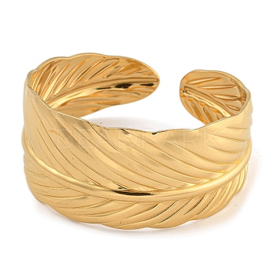 Real 18K Gold Plated 304 Stainless Steel Cuff Bangles BJEW-L695-001G-02-1