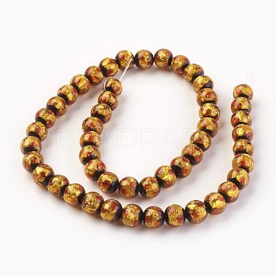 Handmade Silver Foil Glass Lampwork Beads LAMP-P051-G04-8mm-1
