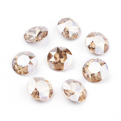 Pointed Back & Back Plated Glass Rhinestone Cabochons RGLA-J012-8mm-001GS-1