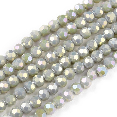 Faceted(32 Facets) Round Full Rainbow Plated Electroplate Glass Beads Strands EGLA-J130-FR16-1