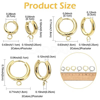 16Pcs 201 Stainless Steel Huggie Hoop Earring Findings STAS-FS0002-27A-1