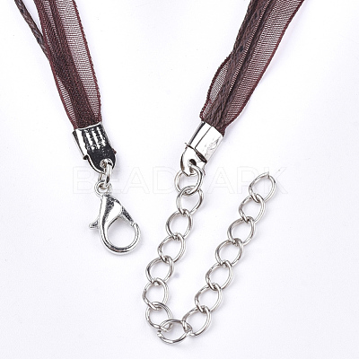 Waxed Cord and Organza Ribbon Necklace Making NCOR-T002-303-1