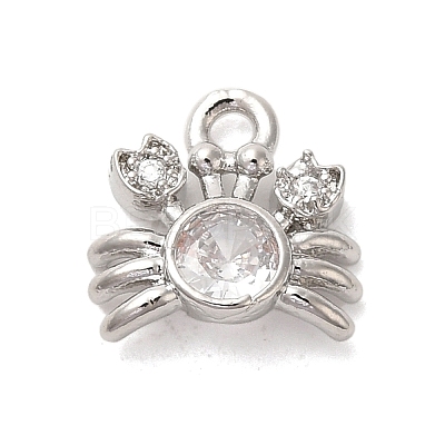 Marine Animal Theme Platinum Brass Micro Pave Clear Cubic Zirconia Pendants KK-U031-01P-07-1