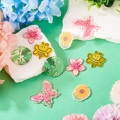 10Pcs 5 Style Transparent Acrylic Pendants TACR-TA0001-32-1