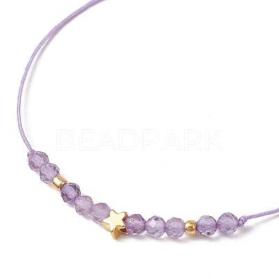 Natural Round Amethyst Beads Braided Bead Bracelets for Women BJEW-JB11655-04-1