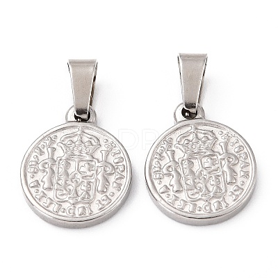 Non-Tarnish 304 Stainless Steel Coin Pendants STAS-F183-01P-A-1