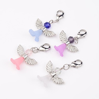Angel Tibetan Style Glass Pendants X-HJEW-JM00190-1