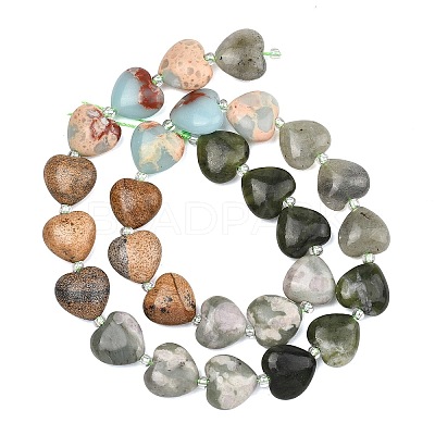 Gradient Color Synthetic Shoushan Stone & Natural Labradorite & Picture Jasper & Peace Jade & Chinese Southern Jade Beads Strands G-B185-A09-1