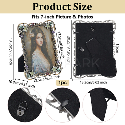 Rectangle Zinc Alloy Enamel Photo Frame Stand AJEW-WH0794-88-1