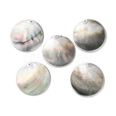 Natural Black Lip Shell Disc Pendants SSHEL-B002-03B-01-1