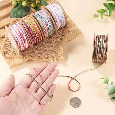 5 Rolls 5 Colors Segment Dyed Macrame Cotton Cord OCOR-TA0004-05A-1