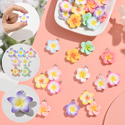 28Pcs 7 Colors Baking Paint Opaque Resin Pendants FIND-SC0019-45-1