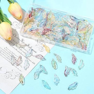 120Pcs 6 Colors Baking Paint Transparent Glass Pendants DGLA-FS0001-18-1