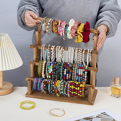 4-Tier Wood Bracelet Organizer Display Stands BDIS-WH0010-16B-1
