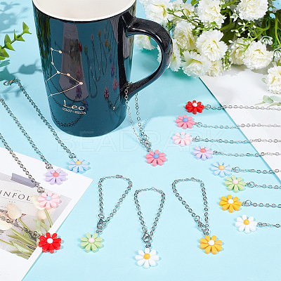 Daisy Flower Opaque Resin Cup Pendant Decorations HJEW-AB00521-1