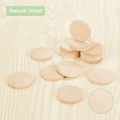 Flat Round Wooden Cabochons WOOD-WH0024-111-1