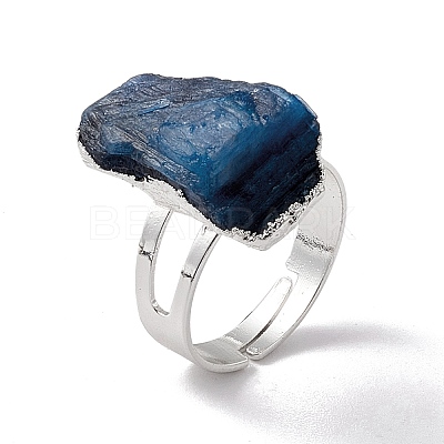 Natural Kyanite/Cyanite/Disthene Irregular Nugget Adjustable Ring RJEW-G269-01S-1