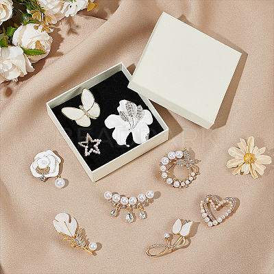 9Pcs 9 Styles Alloy Rhinestone Brooches for Backpack Clothes JEWB-AR0001-19-1
