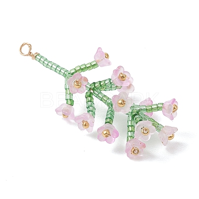Glass Seed Beaded Flower Big Pendants PALLOY-MZ01184-03-1