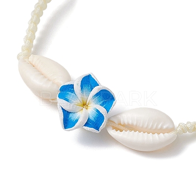 Natural Shell & Polymer Clay 3D Flower Link Bracelet BJEW-JB09815-1