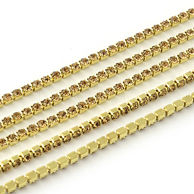 Nickel Free Raw(Unplated) Brass Rhinestone Strass Chains CHC-R119-S6-13C-1-1