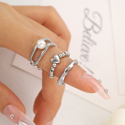 3Pcs Alloy with Rhinestone Cuff Rings FS-WGCB7EB-18-1