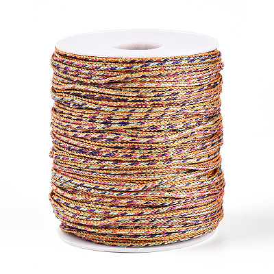 100M Segment Dyed Round Nylon & PET & Polyester Metallic Braided Cord OCOR-N009-01A-1