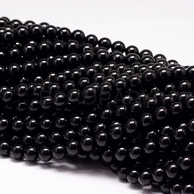 Natural Black Tourmaline Beads Strands G-P132-17-8mm-1
