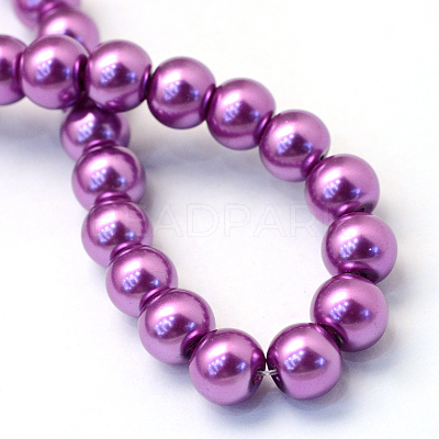 Baking Paint Pearlized Glass Pearl Round Bead Strands HY-Q330-8mm-16-1