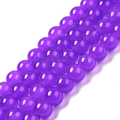 Baking Paint Imitation Jade Glass Round Bead Strands X1-DGLA-Q021-8mm-27-1