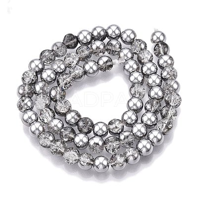 Electroplated Crackle Glass Beads Strands X-EGLA-N014-6mm-03-1