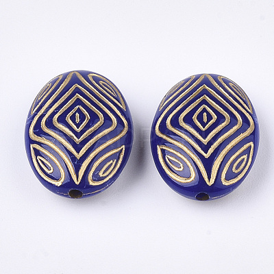 Oval Plating Acrylic Beads PACR-Q102-78C-1