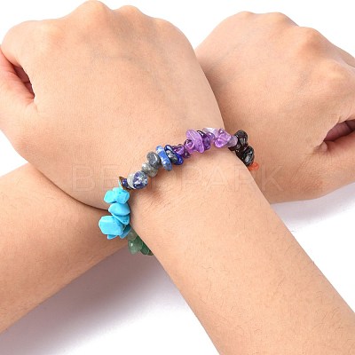 Chakra Gemstone Stretch Bracelets BJEW-JB02288-02-1