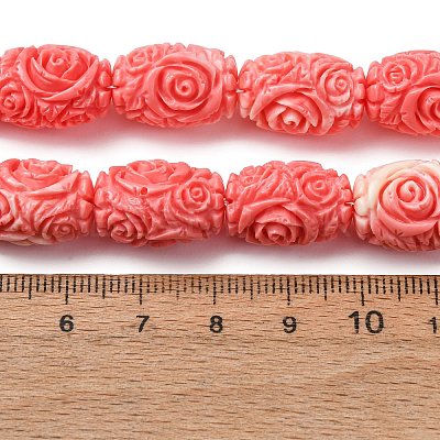 Synthetic Coral Dyed Carved Beads Strands SH-CBAE713-02-1