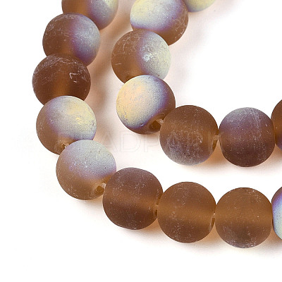 Frosted Transparent Glass Beads Strands GLAA-T032-T8mm-MBB23-1