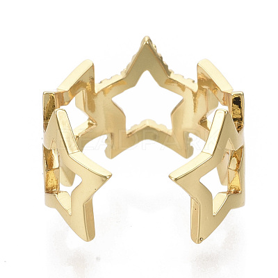 Brass Micro Pave Cubic Zirconia Cuff Rings RJEW-S044-075-NF-1