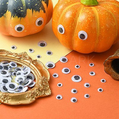 500Pcs 5 Style Black & White Plastic Wiggle Googly Eyes Buttons DIY Scrapbooking Crafts Toy Accessories with Label Paster on Back KY-YW0001-54-1